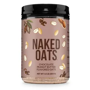 Naked Chocolate Peanut Butter Protein Oats - Gluten-Free Rolled Oats for Lean Muscle & Stable Energy - Healthy Ingredients & Fiber