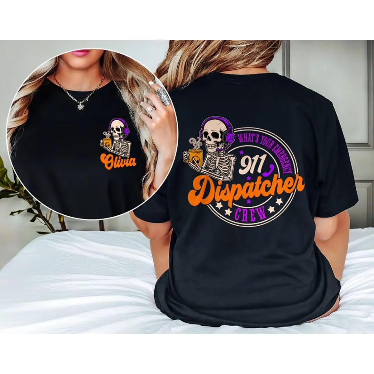 911 Dispatcher Comfort Color Shirt, Funny What’S Your Emergency Graphic Tee, Retro Skeleton Halloween Shirt, Dispatcher Job Gift For Men & Women, Casual Unisex Graphic T Shirt, Unisex Casual Graphic T-Shirts