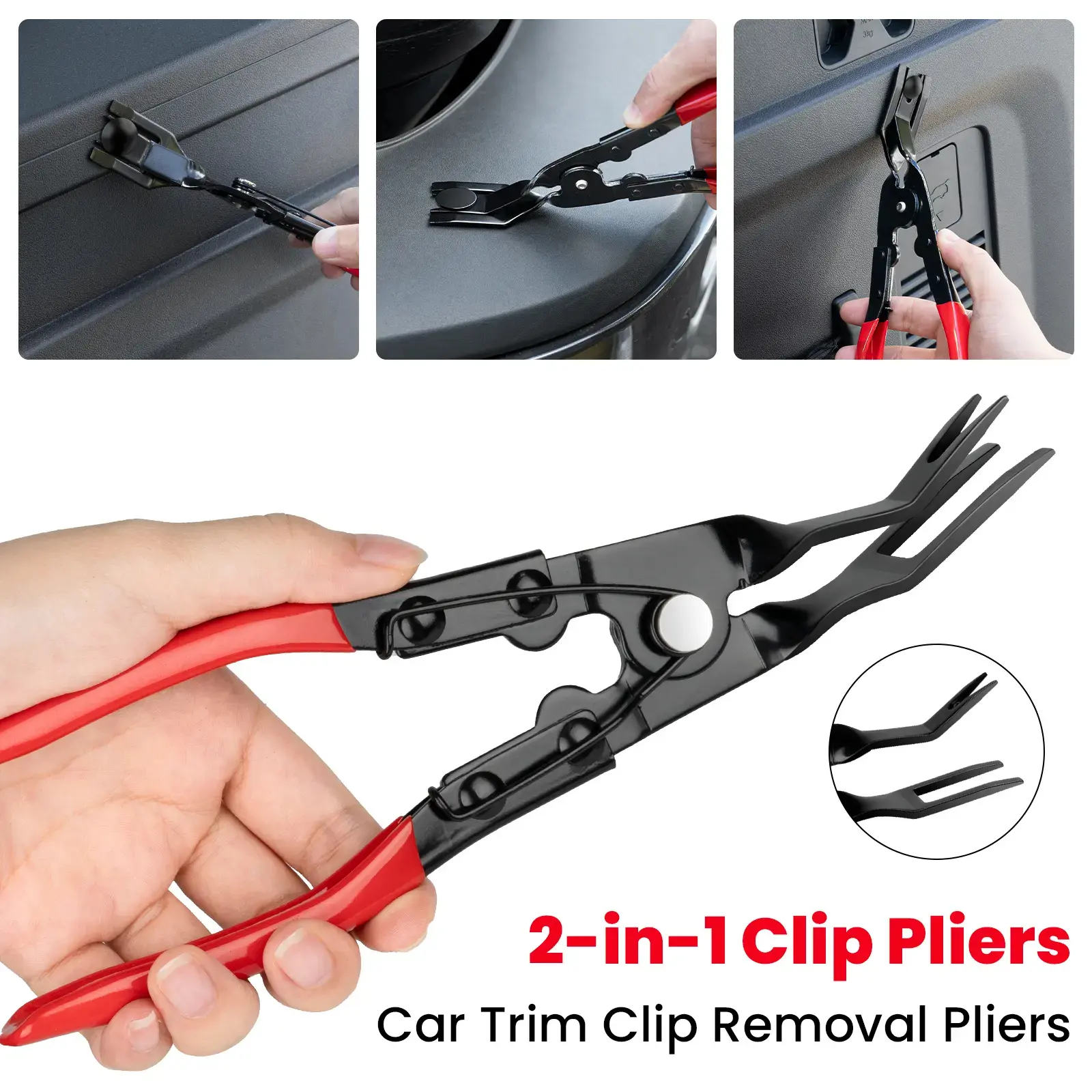 Alloy Steel Car Trim Clip Removal Pliers - 24cm Compact Universal Spring-Loaded Hand Tool, Easy-Squeeze Retainer Puller, Car Detailing Tool for Headlight Repair, Upholstery, Window Decorations