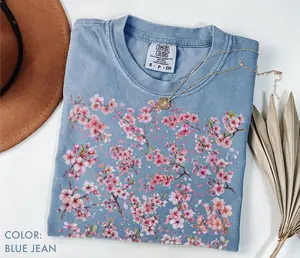 Comfort Color Cherry Blossom TShirt, Sakura Floral Botanical T-Shirt, Cottagecore Spring Tee, Garden T-Shirt, Nature Tee, Flower Lover Gift