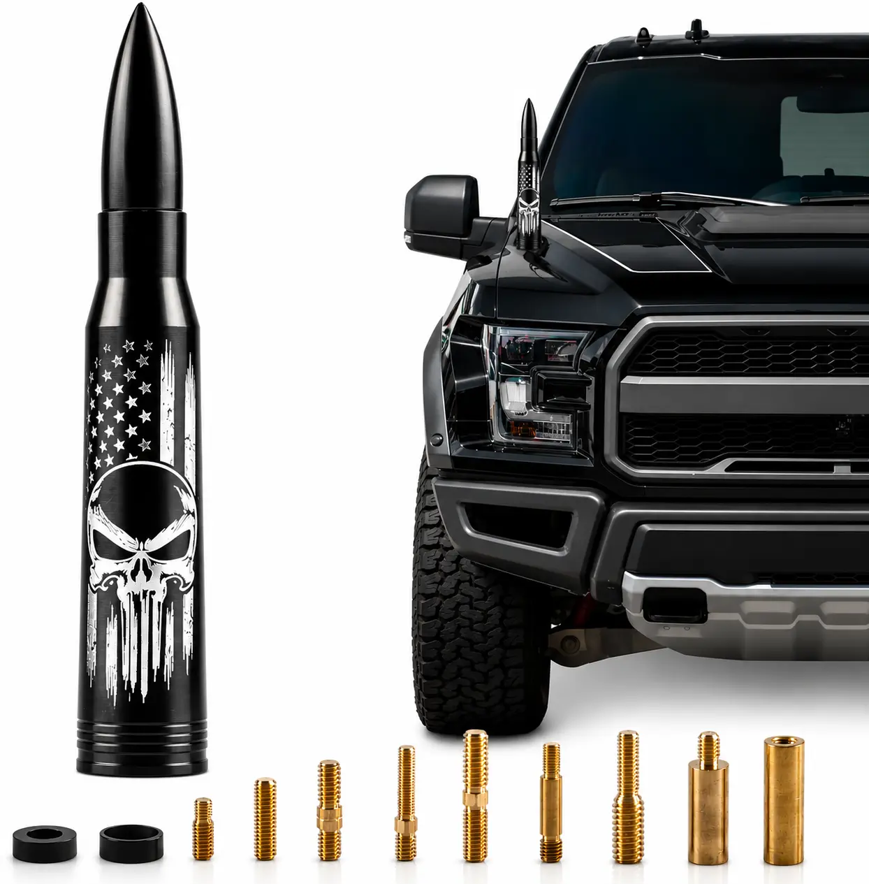 Custom Laser Engraved Bullet Antenna Custom Laser Engraved Bullet Antenna