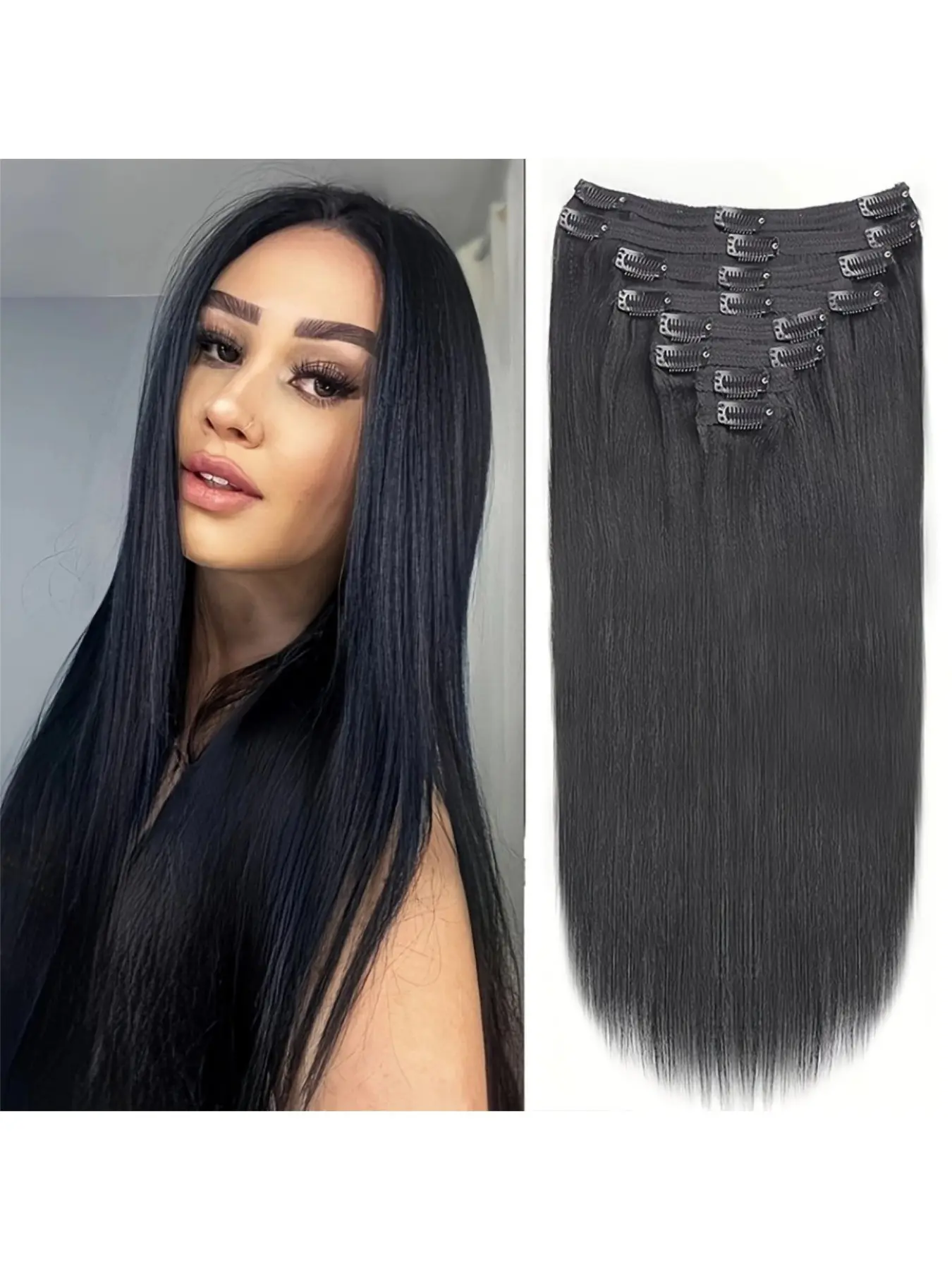 Clip in Hair Extensions Real Human Hair 14-28 Inch 8pcs 18 Clips 80g-100g Invisible Seamless Straight Remy Human Hair Clip in Extensions for Women 8pcs Per Set with Double Weft Realistic Hairpieces Available in a range of colours