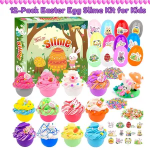 12-Pack Easter Egg Slime Kit for Kids – Stretchy , Scented, Colorful Slime Eggs, plastic bright easter egg,Easter Basket Stuffers, Egg Hunt Prizes, Party Favors & Holiday Activities_ Perfect Easter Gift