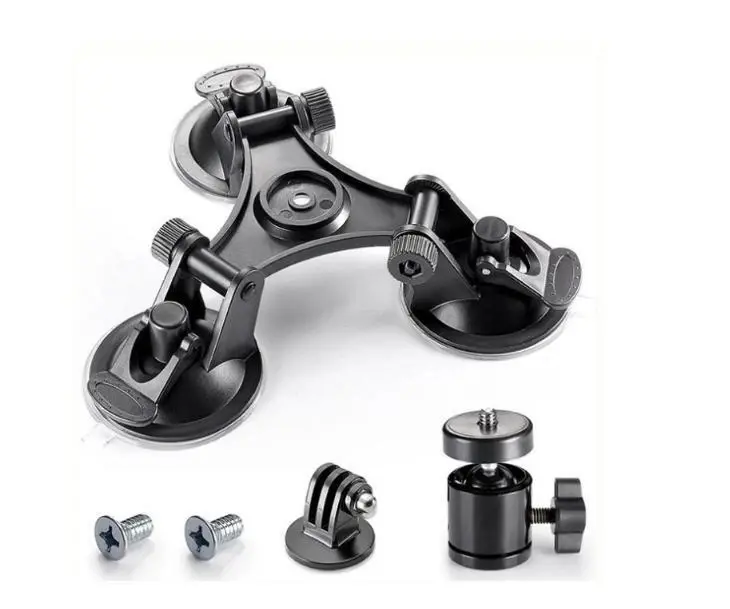 360° Rotation Car Triple Suction Cup Mount for GoPro Hero 10 9 8 7 6 5 DJI OSMO Camera Water Proof