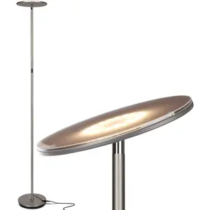 Sky LED Floor lamp, Torchiere Super Bright Floor Lamp for Living Room Decor & Office - Dimmable, Tall Standing Lamp with Warm Light for Bedroom & Reading - Brushed Nickel