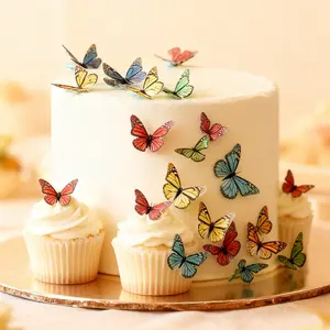 Wafer Paper Butterflies Cupcake Toppers Wedding Cake Birthday Party Food Decoration Mixed Colour
