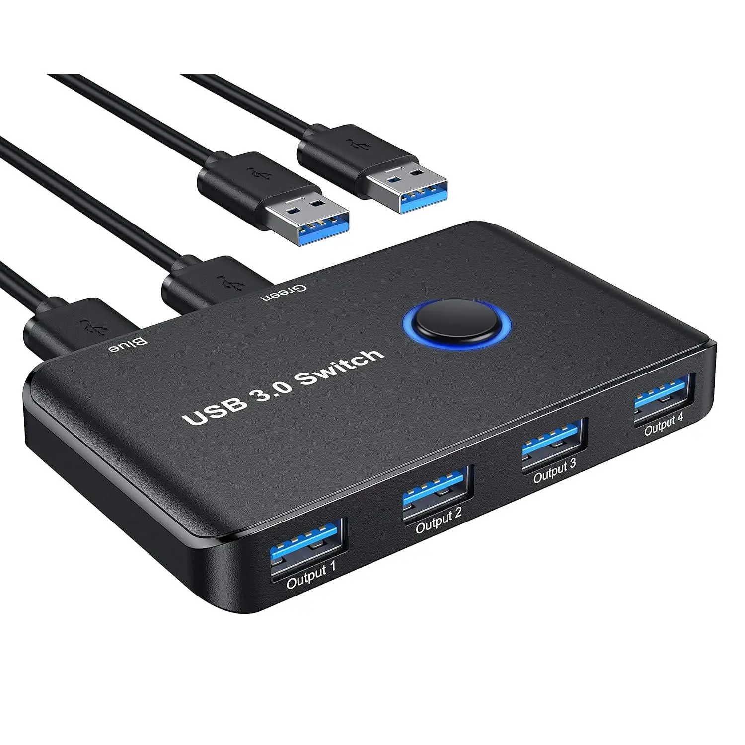 USB 3.0 Switch, ABLEWE USB Switcher 2 Computers Sharing 4 USB Devices KVM Switcher Box for PC, Printer, Scanner, Mouse, Keyboard with 2 Pack USB Cable(Compatible with Mac/Windows/Linux)