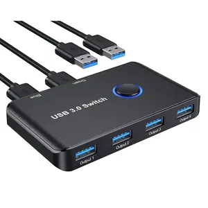 USB 3.0 Switch, ABLEWE USB Switcher 2 Computers Sharing 4 USB Devices KVM Switcher Box for PC, Printer, Scanner, Mouse, Keyboard with 2 Pack USB Cable(Compatible with Mac/Windows/Linux)