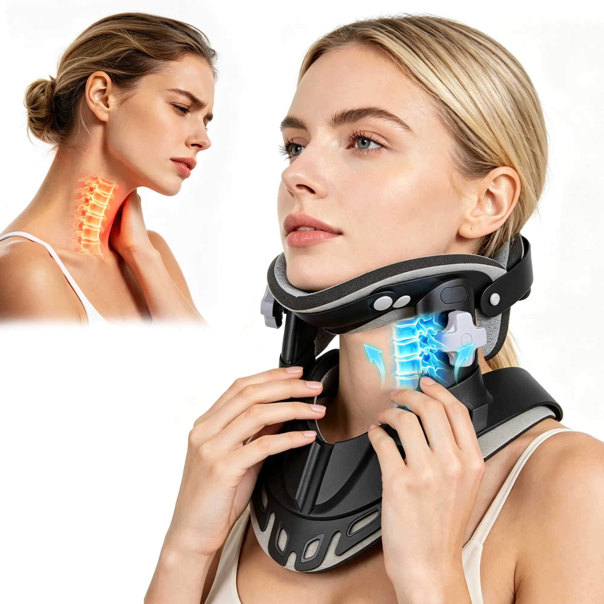 Adjustable Mechanical Cervical Traction Device, Multi-Gear Home Neck Brace, Adult Cervical Support & Soreness Relief