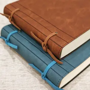 PU Leather Soft Cover Notebook, High-End Blank Inner Pages, Handmade Button-Tied Binding, Ideal for Daily Office Use and Drawing