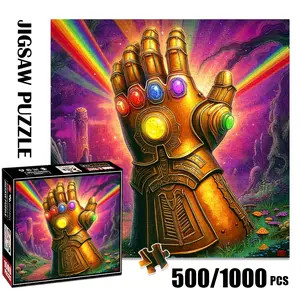 1pc 1000 piece adult puzzle 58x58cm Infinity - Style Gauntlet with Colorful Gems in Fantasy Landscape 500 pieces paper jigsaw puzzle suitable for DIY creative games for adults and families, birthday