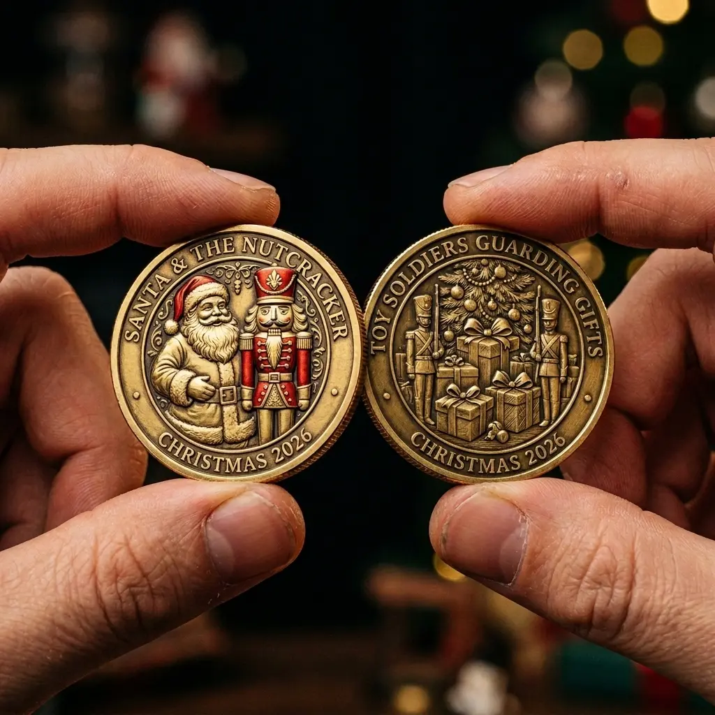 Merry Christmas Santa Metal Coin | Double Sided Identical Design | 3D Embossed Challenge Coin | Christmas Collectible | Holiday Souvenir | Xmas Gift Idea