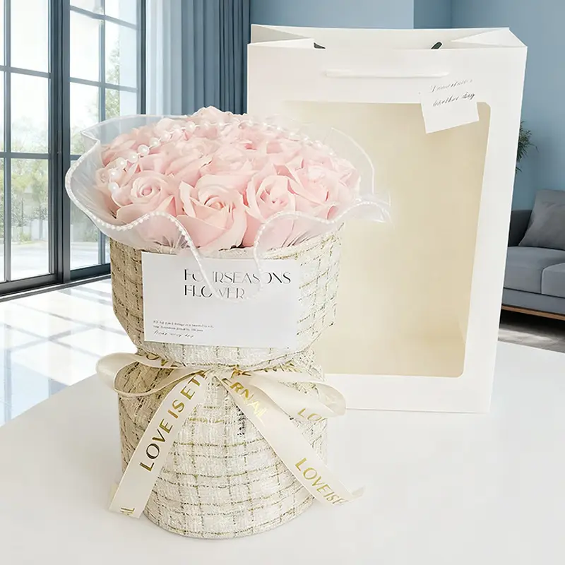 Rose Bouquet Scented Soap Gift Set, Romantic Valentine's Day Present for Her, Unique Birthday Surprise for Girlfriend, Surprise Gifts, Aromatic Bath Accessories, Decorative Soaps, Soap Roses Bouquet