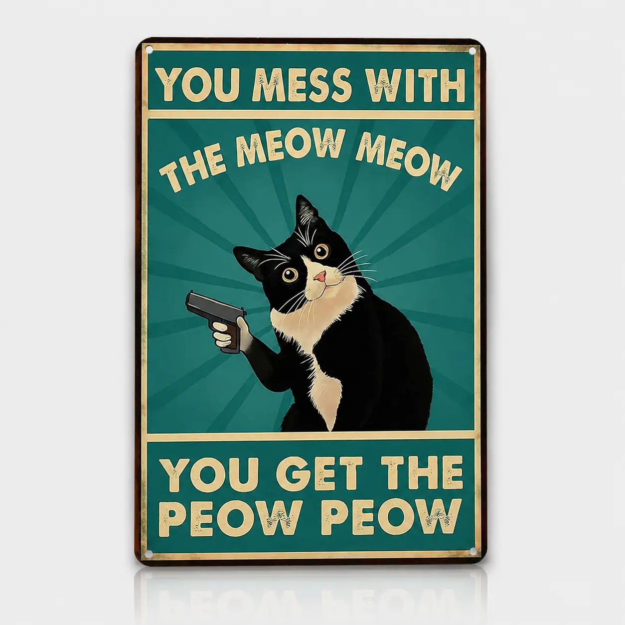 Funny Cat Humorous Quote Metal Decorative Wall Plaque - 8x12 in Hanging Vintage Retro Farmhouse Sign, Cat Lover Gift, Garage Home Bar Decoration, Gift Ideas