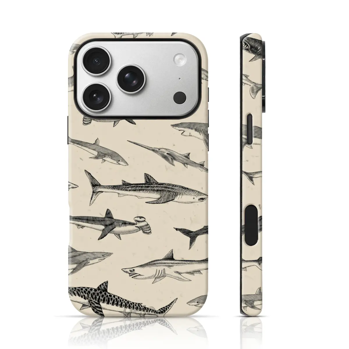 Naturalist Shark Design Cute Phone Case Double-Layer TPU Shockproof for iPhone 17 Pro Max/16 Pro Max /15Pro Max 15/14/13/12 & Samsung S26 /S25Ultra Tiktok Hot Selling