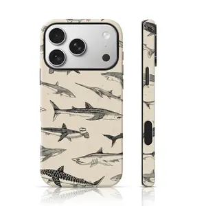 Naturalist Shark Design Cute Phone Case Double-Layer TPU Shockproof for iPhone 17 Pro Max/16 Pro Max /15Pro Max 15/14/13/12 & Samsung S26 /S25Ultra Tiktok Hot Selling