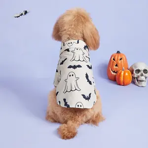 Pet Clothes, Cute Ghost & Bat & Star Print Pet Shirt, Pet Clothes for Small Dogs, Dog & Cat Clothing Supplies Halloween Decor, Costumes