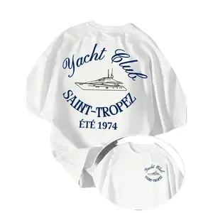Full of Southern French Vintage Vibes! The Yacht Club T-shirt Has a Strong Sense of Style When Worn by Men, Making It a Standout Summer Item. This Streetwear Trend Piece Is Perfect for Daily and Weekend Wear, Offering a Fashionable Outdoor Summer