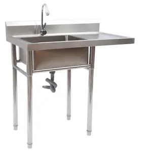 Stainless Steel Commercial Workbench with Sink Outdoor Sink Station Camping Sink