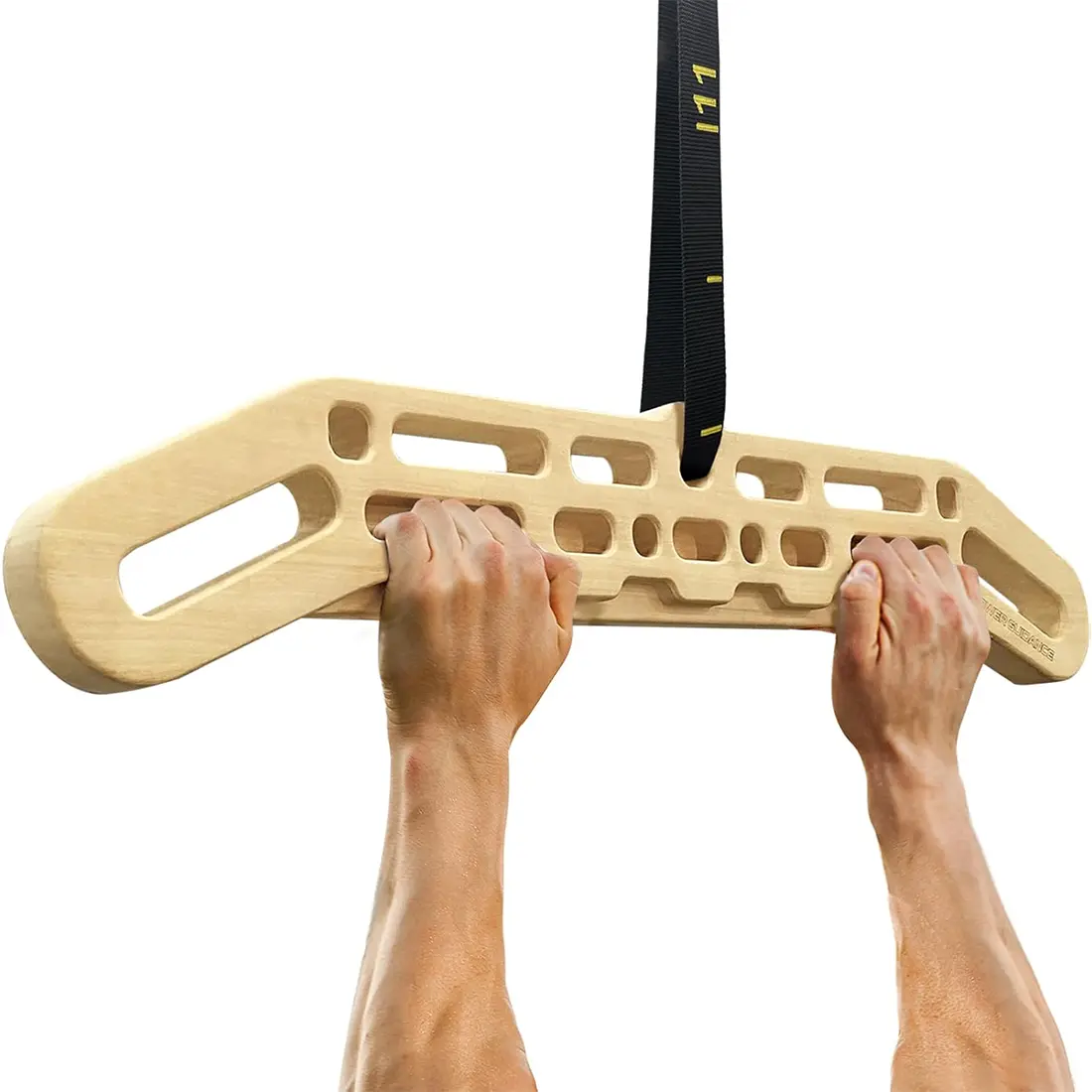 POWER GUIDANCE Portable Wooden Hangboard, No-Drill Grip Strength Trainer for Climbers with Multi-Grip Holds for Active Finger and Arm Training