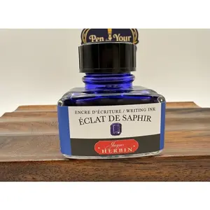 Jaques Herbin Eclat De Saphir Blue Ink - Medium to Dark Blue with Royal Blue Hue and Purple Undertone - Well-Saturated Writing Ink for Various Contexts
