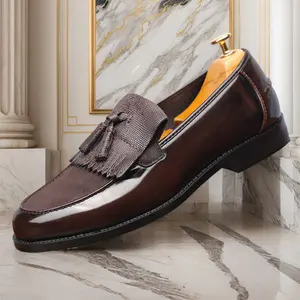 Large size men's British style tassel loafers business wear rubber sole portable casual shoes party wedding casual formal leather shoes 8676