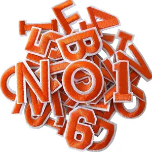72 Pieces Iron on Letters and Numbers Patches, Orange Letter Patches Alphabet Embroidered Patch A-Z, Numbers 0-9 Applique for Clothes, Dress, Hat, Socks, Jeans, DIY Accessories