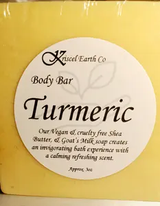 Kriscel Earth Co Turmeric Facial Body Care Package Vegan Cruelty Free Shea Butter & Goat's Milk Soap