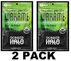 Ocean's Halo Organic Pacific Wakame Seaweed, Great for Seaweed Salad, Shelf-Stable Dried, 1.76 oz 2 PACK