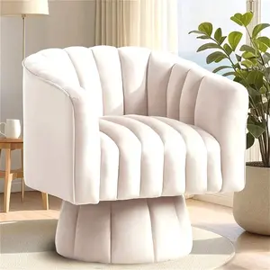 Swivel Accent Chair,360°Swivel Barrel Chair, Modern Swivel Chair With Velvet Fabric, Mid-Century Swivel Chair With Wide Upholstered, Round Swivel Armchair For Living Room, Lounge, Bedroom