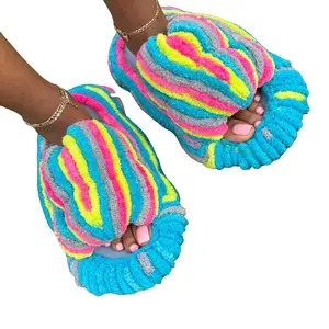 Fluffy Slides Flipflop - Comfortable Women's Footwear for Walking, Ideal for Girls, Lightweight Design - Slipper, Walking Shoes