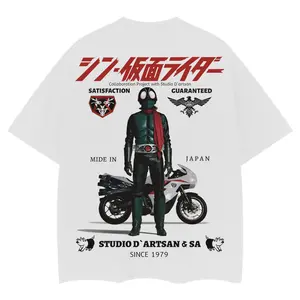 Kamen Rider "Rider No. 2" Heavyweight Vintage Tee 100% Cotton OVERSIZED Anime T-shirt Menswear Top Casual Streetwear White Crewneck Softshell Turtle Tshirt