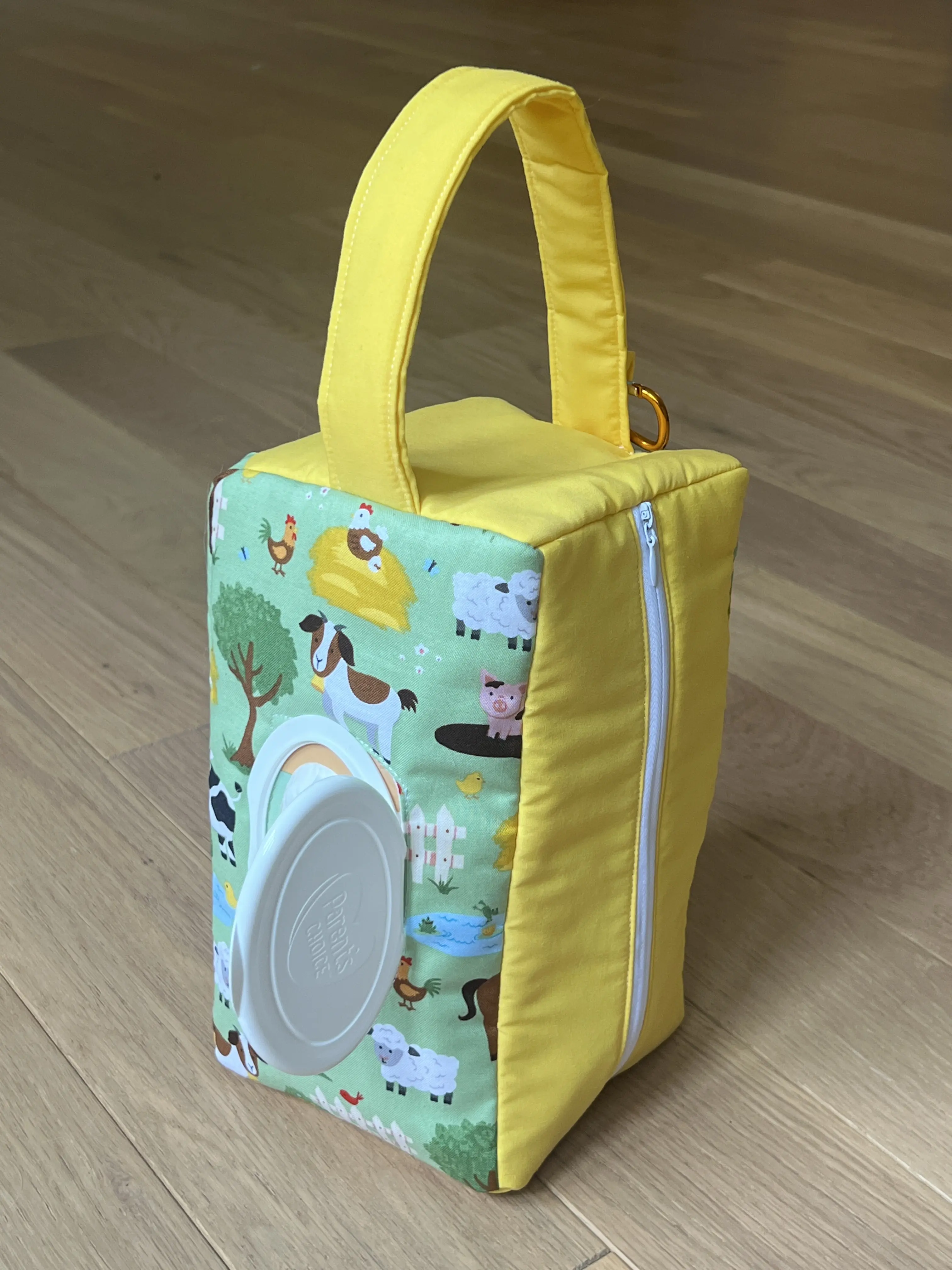 Barnyard Farm Animal Peanut Pouch - Baby and Toddler Essentials Bag with Handle, Wipe Hole and Keyring
