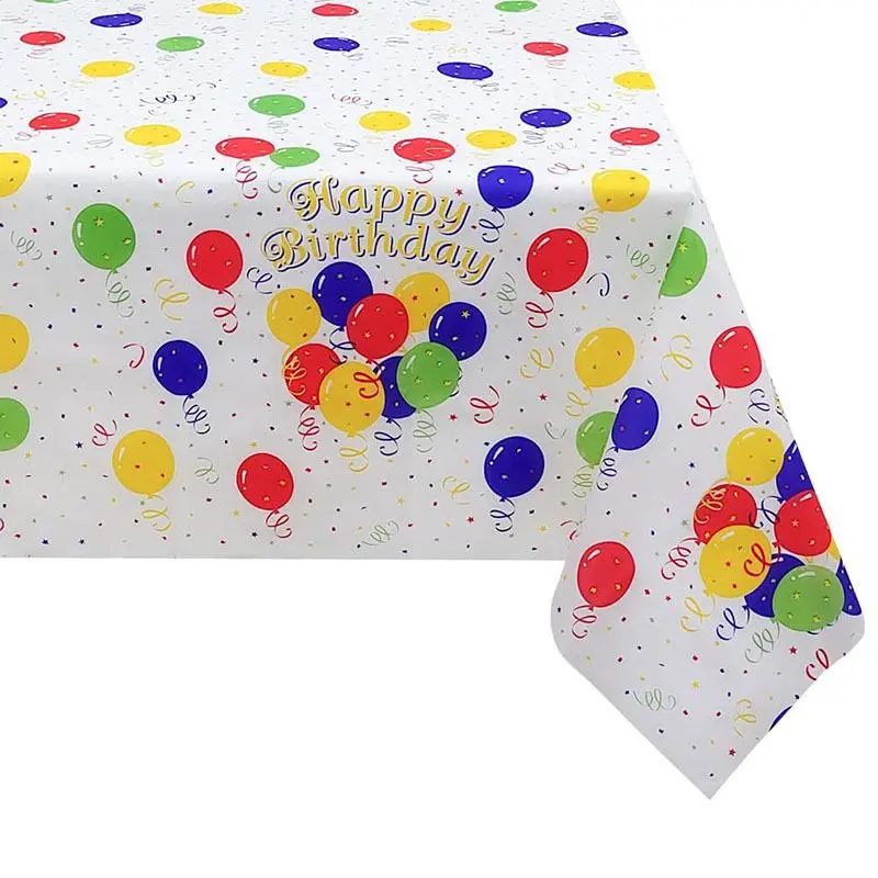 Disposable Tablecloth, 2/6 Counts Colorful Balloon Pattern Table Cover, Rectangular Table Cover for Birthday Party, Party Supplies