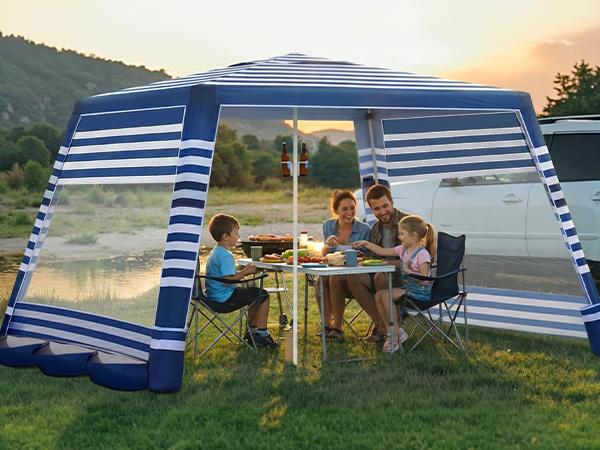 Beach Cabana, 8 * 8FT Beach Tent UPF50+ Protection, Easy Setup Beach Canopy Wind Resistant ,Compact Beach Shade Foldable Beach Tent Sun Shelter, Blue White,For Vacations,Summer Outdoor Beach Camping, Family&Friends Beach Cabana, 8 * 8FT Beach Tent UPF50+ Protection, Easy Setup Beach Canopy Wind Resistant ,Compact Beach Shade Foldable Beach Tent Sun Shelter, Blue White,For Vacations,Summer Outdoor Beach Camping, Family&Friends
