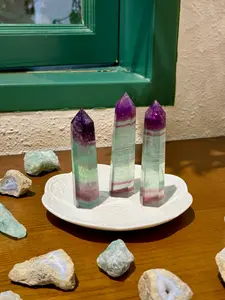 Green Fluorite Point Crystal Decor Rare Rainbow Fluorite Crystal Towers for Meditation Spiritual Practice and Decor Promotes Mental Clarity Emotional Balance and Protection