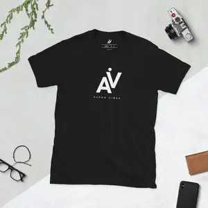 Alpha Vibes Apparel White Logo Unisex T-Shirt - 100% Ring-Spun Cotton - Menswear Soft Crewneck Shortsleeve Streetwear Sport Top Polyester Round Neck Casual thirt comfortcolor shirts Underwear Tshirt unisex streetwear