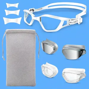 【Vecukty】Pool & Open Water Swim Goggles, White Leak-Proof Eyewear with Anti-Fog Lens for Teens and Adults