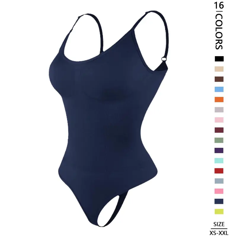 Women's Solid Color Adjustable Strap Bodysuit, Tummy Control Butt Lifting Shaper, Women's Shapewear for All Seasons, Womenswear, Compression Body Shaping