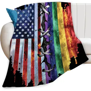 LGBT Printed Blanket, Gay Pride, American Flag Throwing Blanket, Sofa Bed Decoration Gift, Lightweight, Soft, Comfortable Flannel Bedding, 60 ''x80' '
