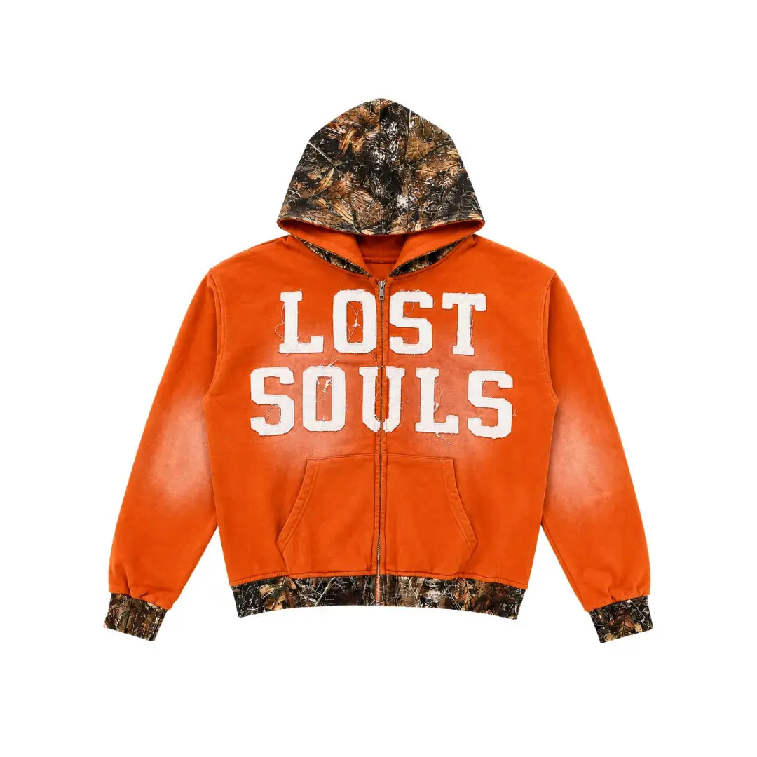 Orange Wash Camo Being Alone Inspired Me Zip-Up