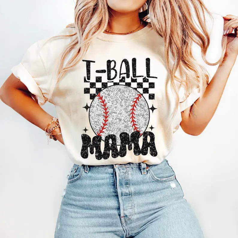 (NOT GLITTER) Retro T Ball Mama Shirt, Tee Ball Mom Shirt, Baseball Mama Game Day Tee, Sports Mom Mother's Day Gift