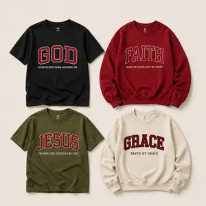 [Faith Collection] Christian Faith Apparel Shirt, God Jesus Grace Faith Graphic T-Shirt and Sweatshirt, College Style Religious Shirt, Inspirational Gift for Believers