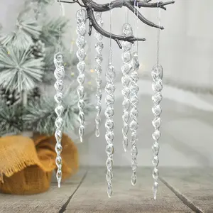 30pcs Icicle Ornaments Clear Plastic Icicle Christmas Ornaments Acrylic Clear icicles for Christmas Tree Decoration (13cm Icicle 1)