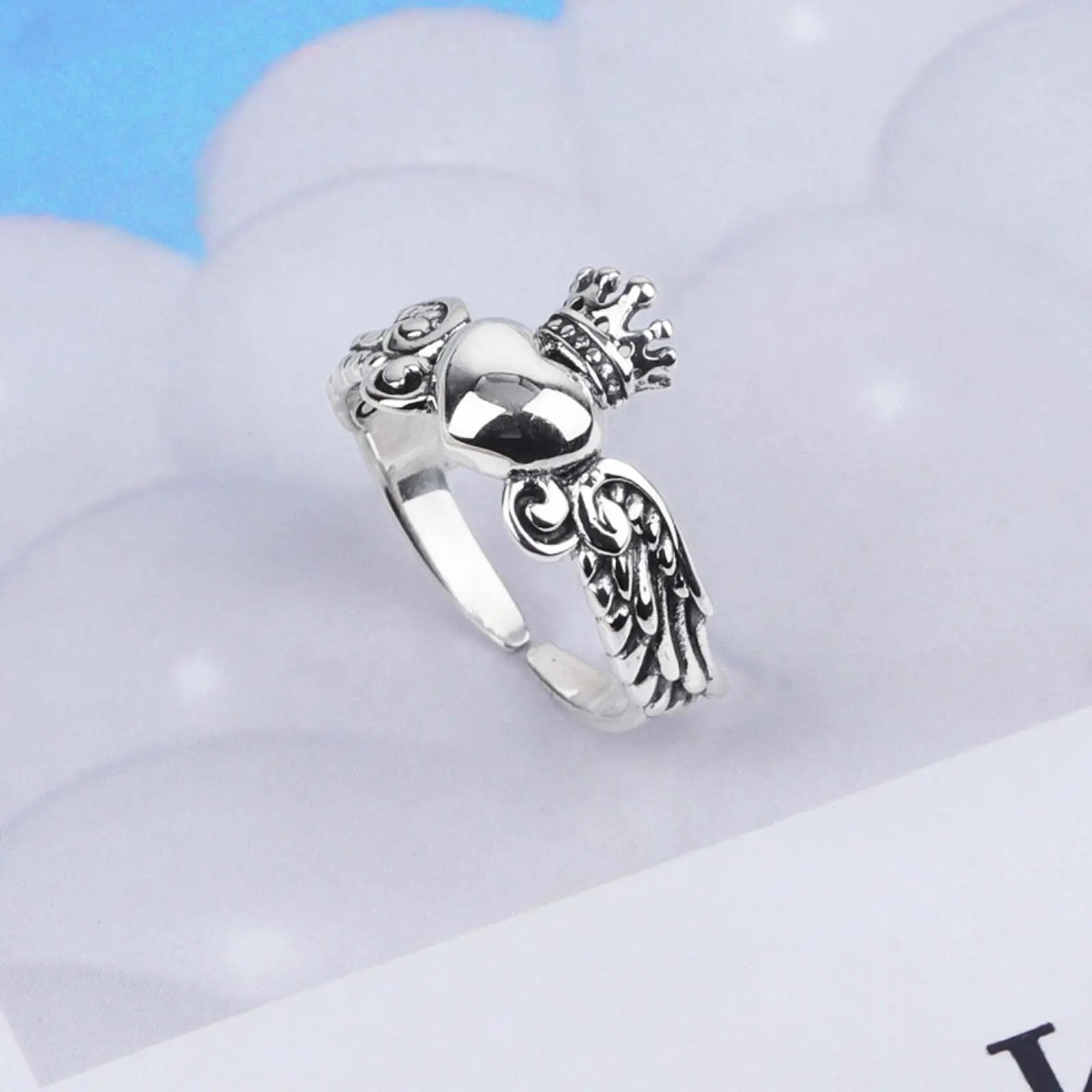 [Limited-Time Holiday Gift Event] Unisex Love Crown Artificial Gemstone Ring - Niche Cool-Style Heart Design, Stylish Personalized Adult Daily Wear Jewelry Accessory, Unique Rings