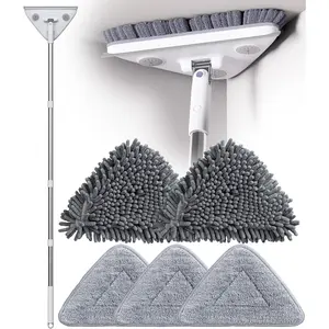 Wall Cleaner Mop with Long Handle, Wall Duster with Extension Pole, 3-in-1 Wall Cleaner, Dust Mop with 5 Reusable Pads