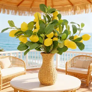 4 count 23.6-inch Artificial  Branches,  Stems  Lemons &  Limes for  Party Decorations, Kitchen, Spring Summer Decor