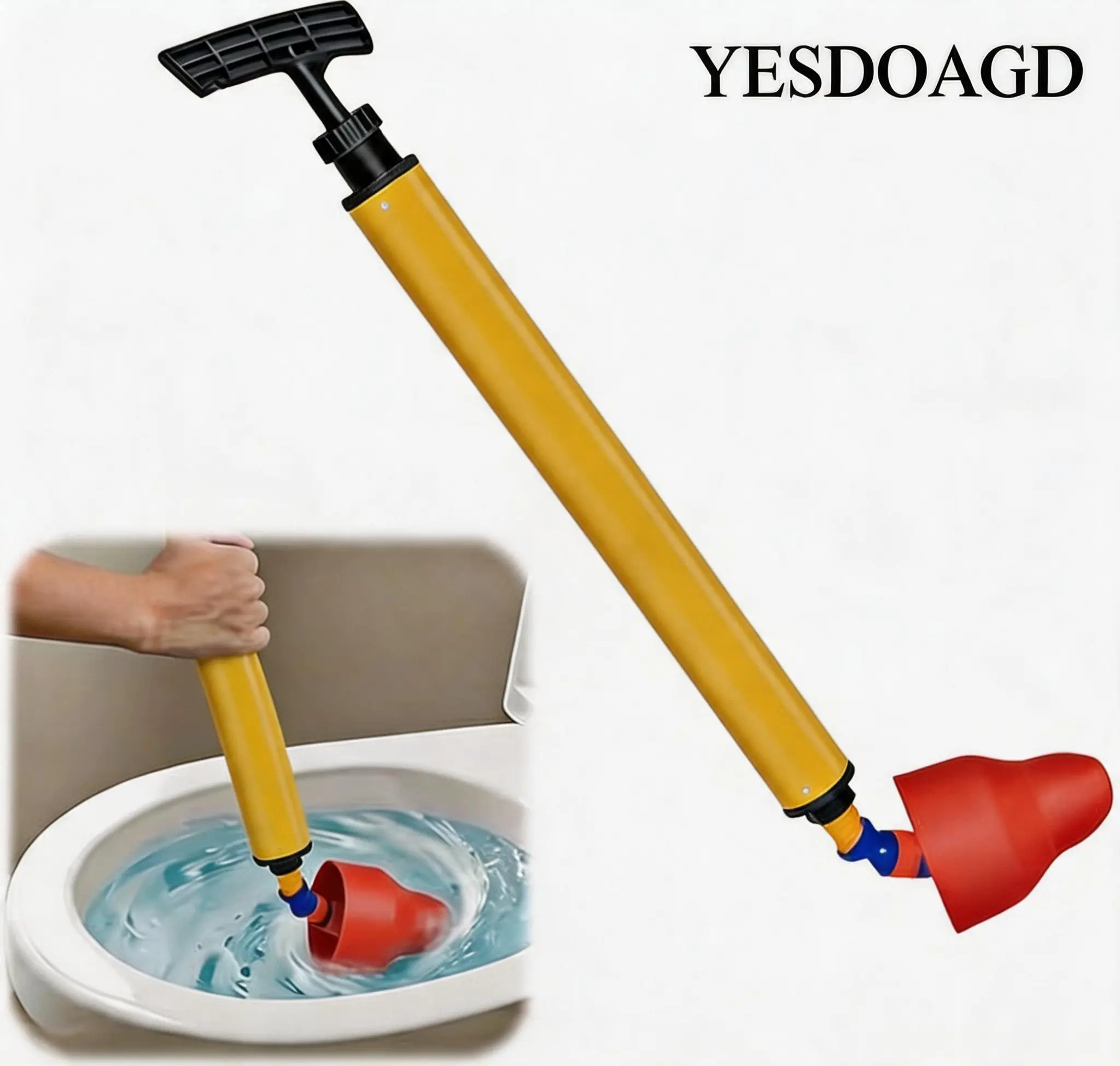 【Bathroom High Pressure Air Toilet Plunger】     , More Durable Steel Alloy Metal, Fast Unclog Toilets/Sinks/Bathtubs No Chemicals Universal Bathroom Drain Unblocker Drain Clog Remover Drain Cleaner for Kitchens