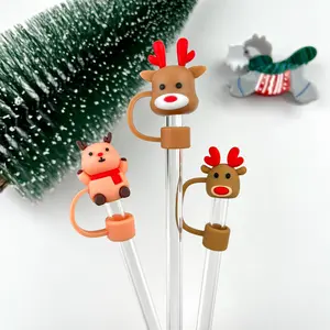 Reindeer Christmas Straw Cover
