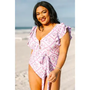 Beach Beauty Swimsuit, Purple Floral